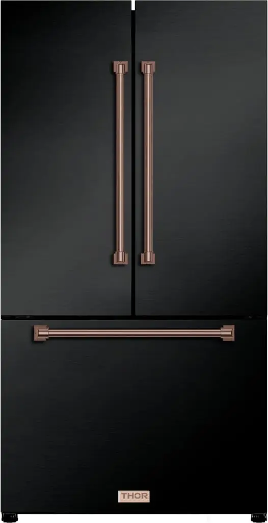 Thor Kitchen Gordon Ramsay 36 Inch 20.3 cu ft French Door Counter Depth Refrigerator with Ice Maker in Black/Rose Gold